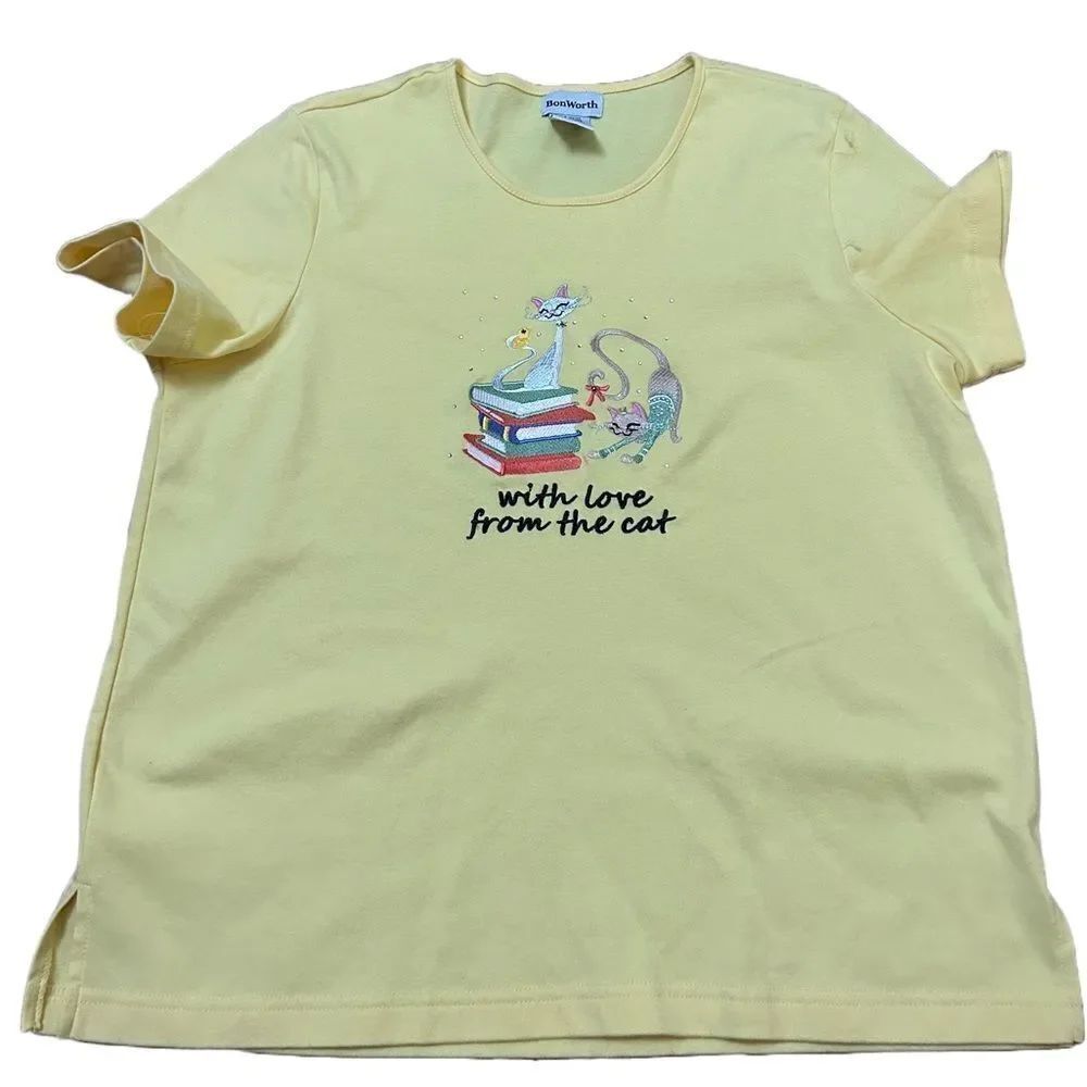 Vintage Embroidered Cat Tshirt